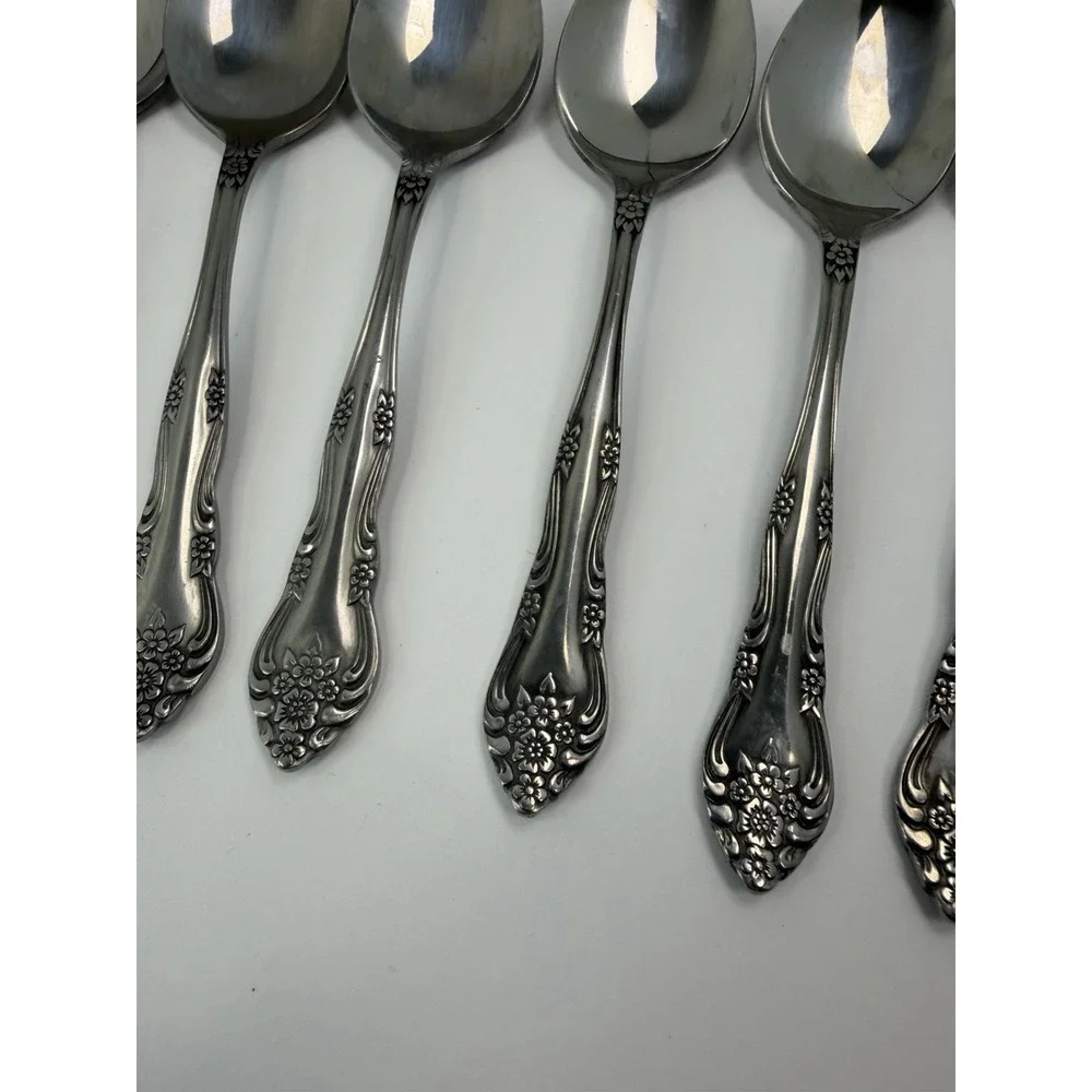 Rogers Dream Rose Soup Spoons Stainless Flatware Korea Set of 8